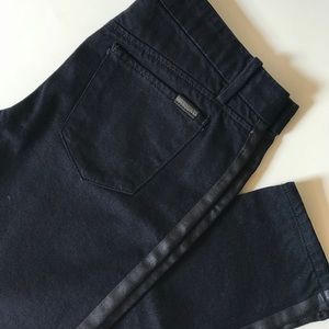 Joe’s black, tuxedo strip denim